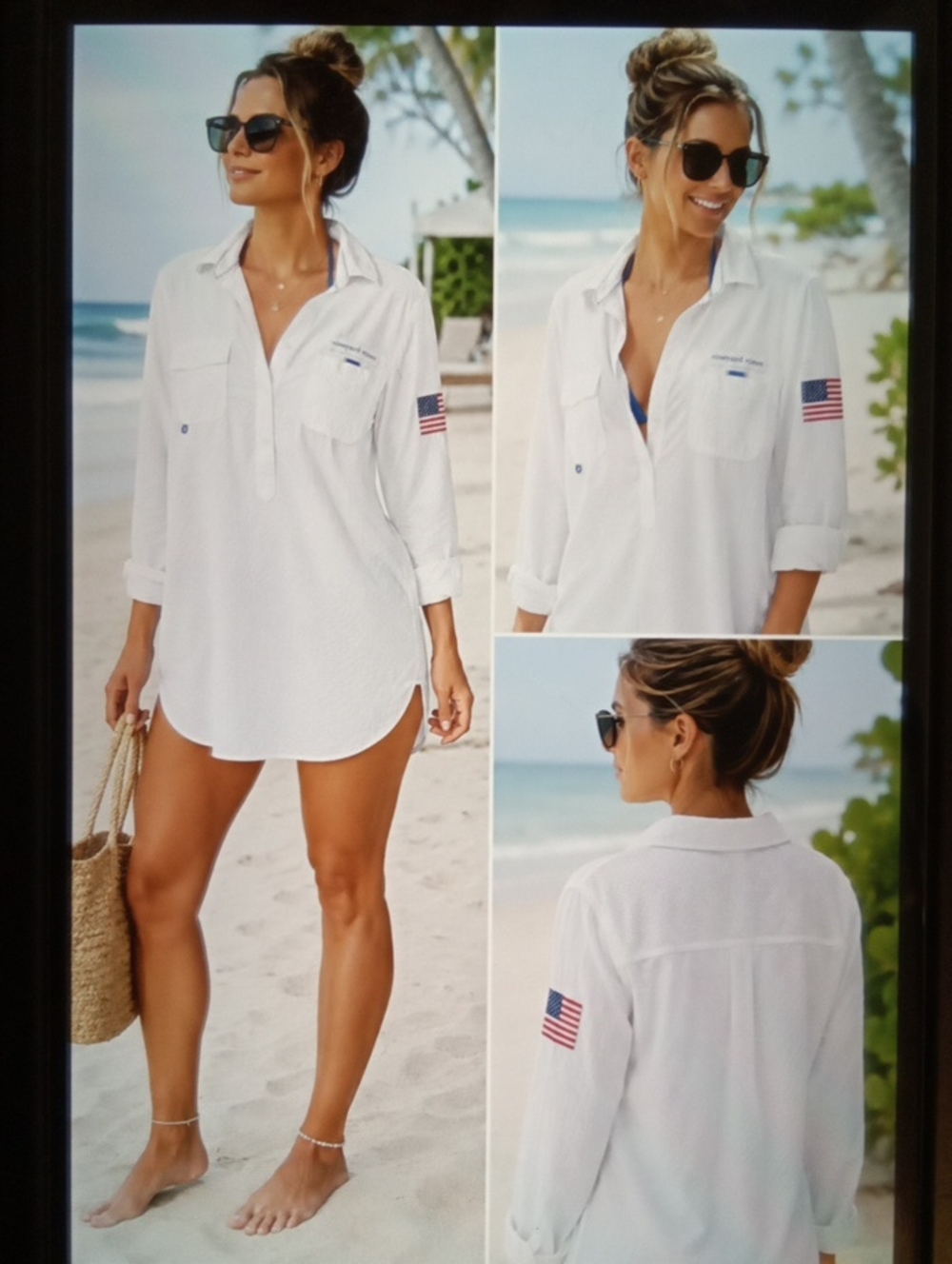 Vineyard Vines Womens Swim Cover Up Patriotic Performance Harbour Seersucker
